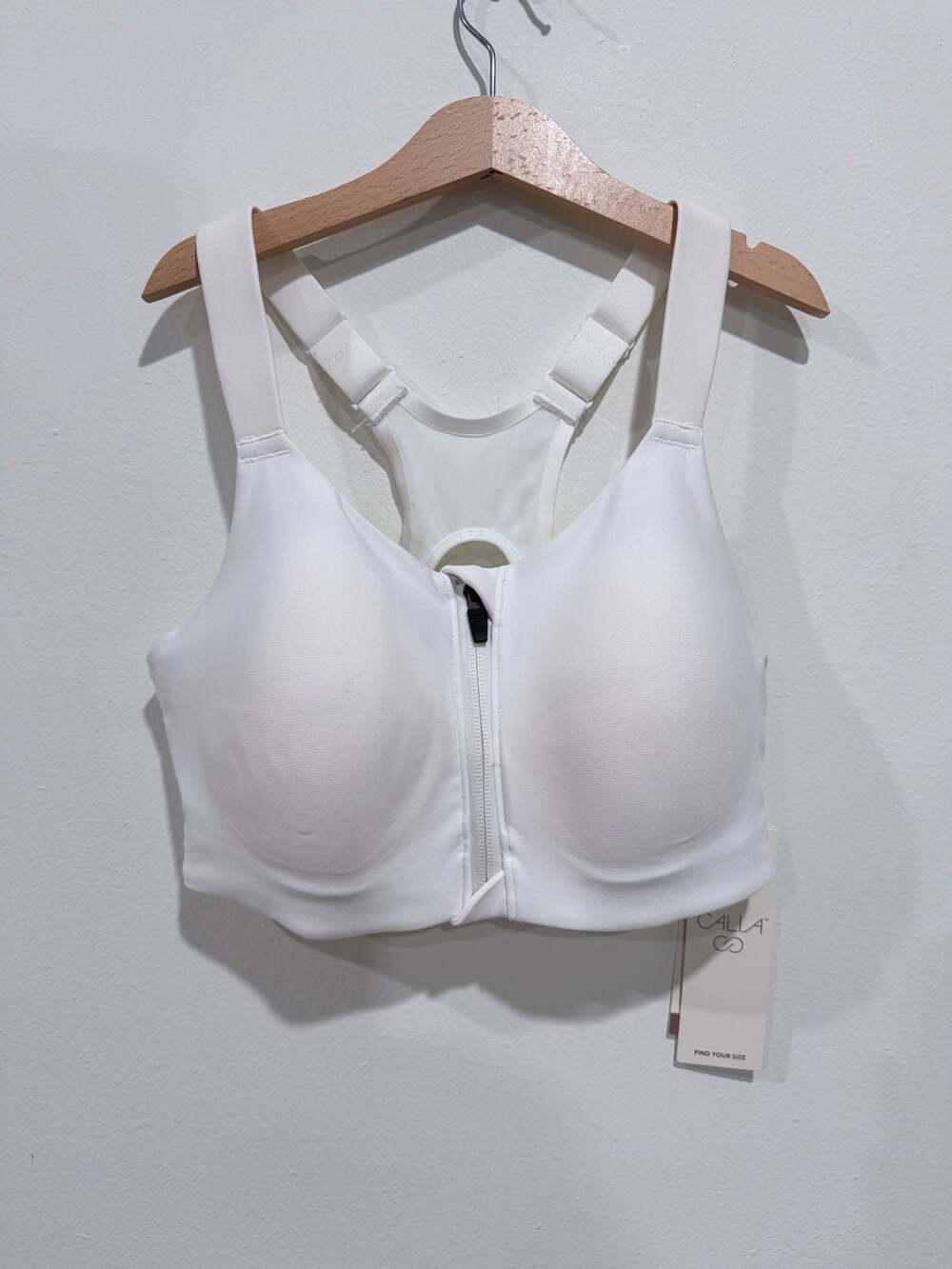 Calia Go All Out Zip Front Bra Size 32D White Sports Bra